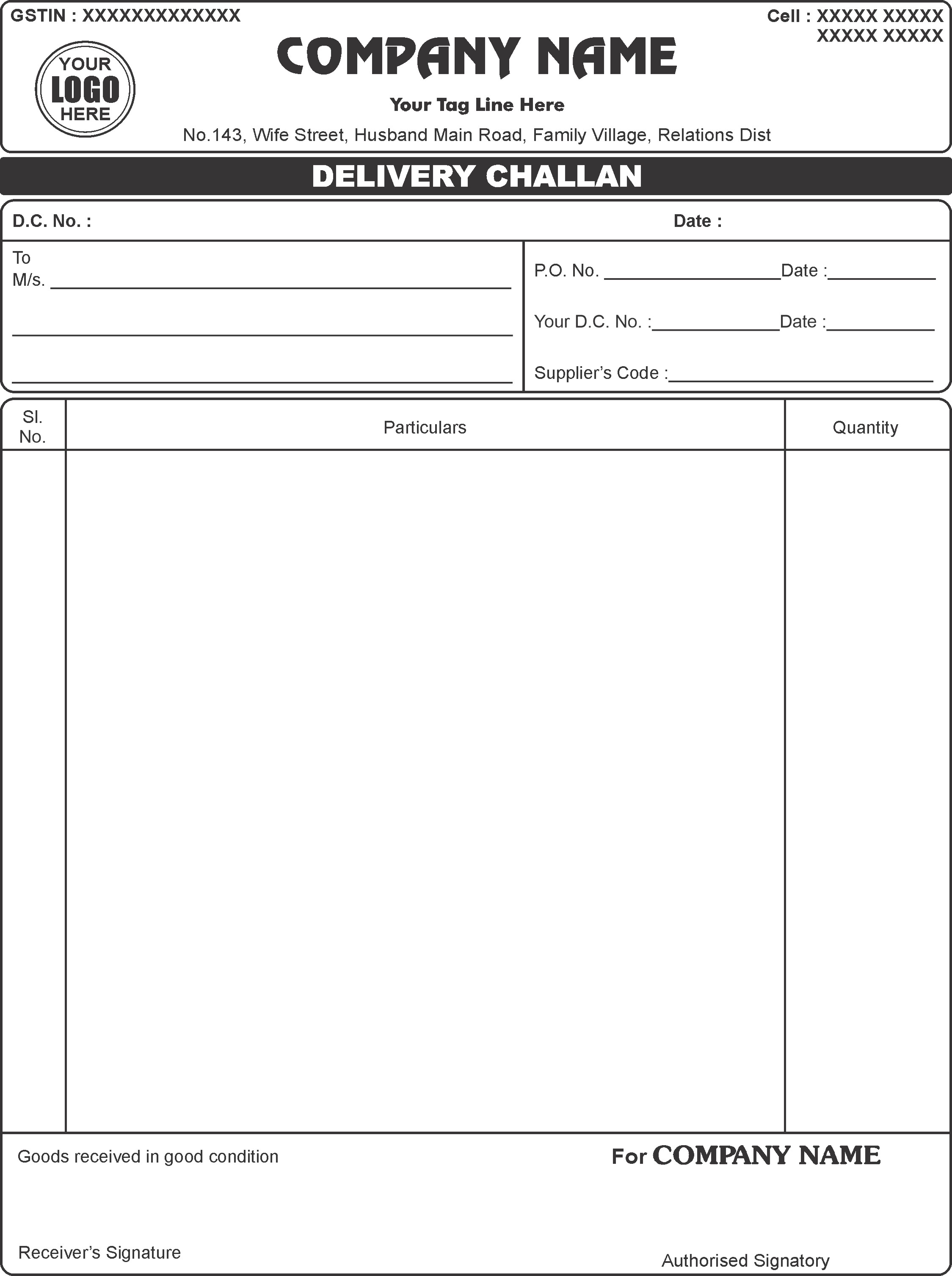 Delivery Challan